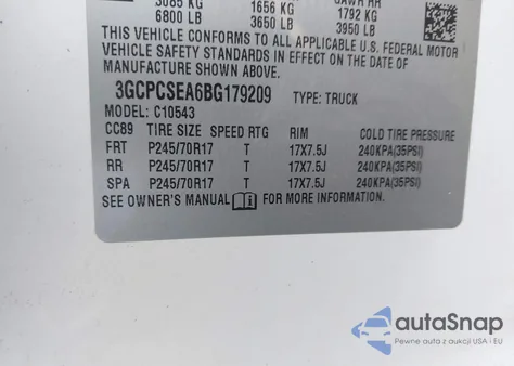 2011 Chevrolet Silverado 1500 Lt из США, поврежденный, VIN 3GCPCSEA6BG179209